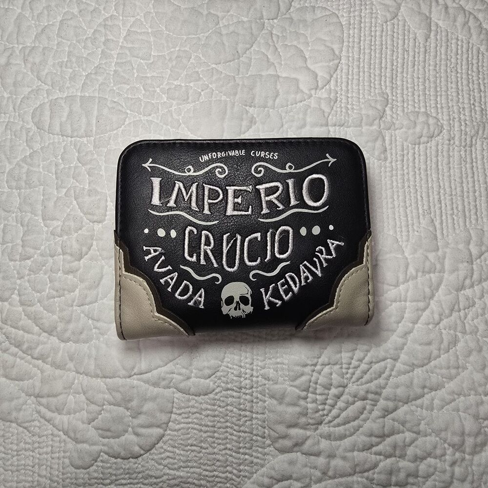 Harry Potter themed hinged wallet is by Buckle-Down  Unforgivable Curses Zipper